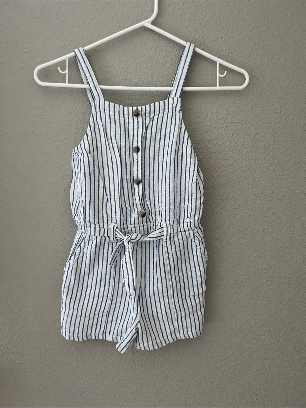 Old navy girls blue and white striped romper